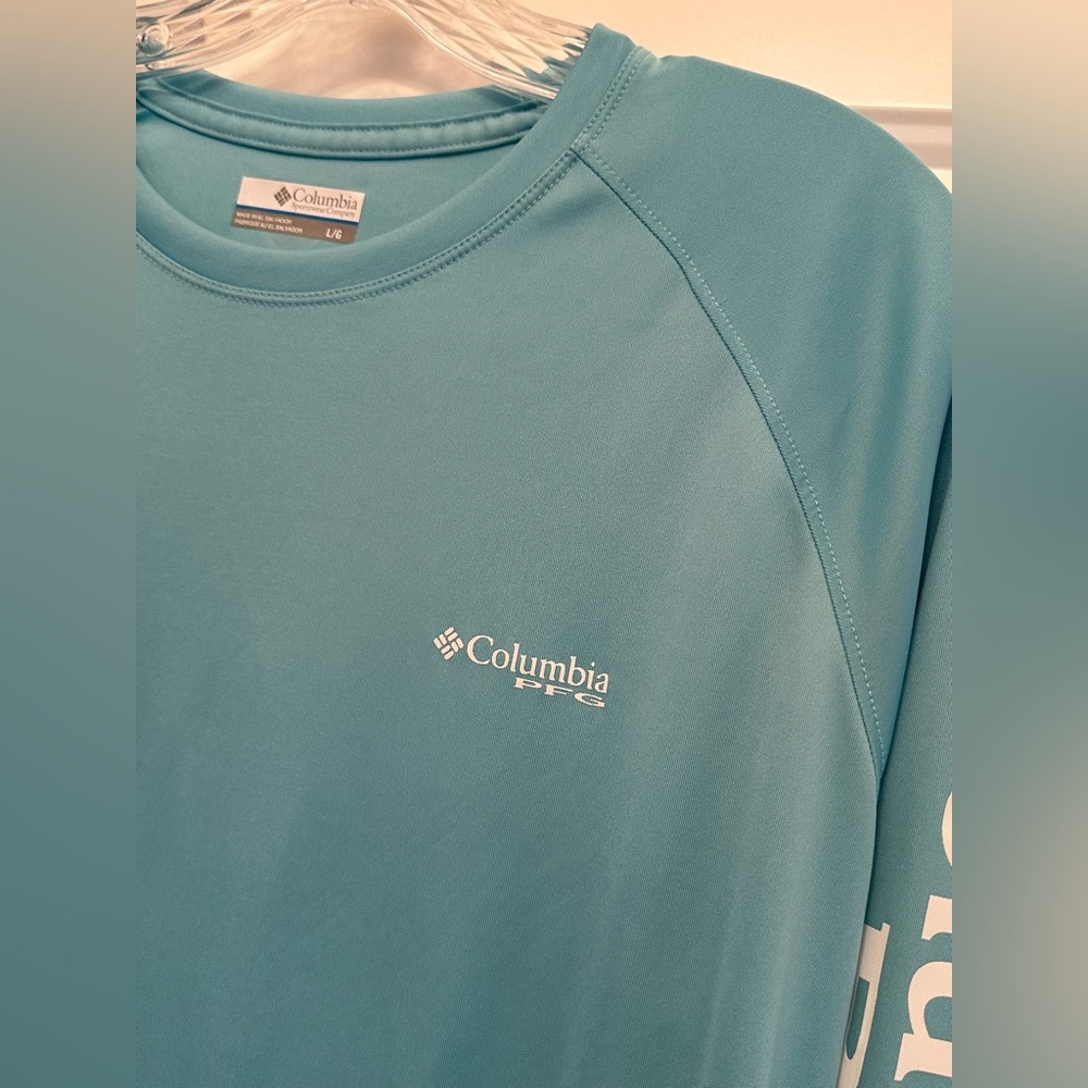 Columbia PFG Women’s Large Long Sleeve Fishing Shirt Teal Aqua Outdoor Top - Picture 5 of 10